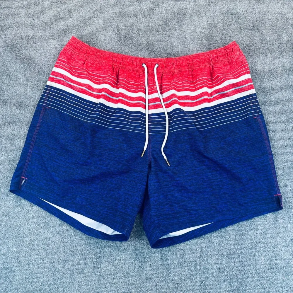 Vineyard Vines Men's 3XB Chappy Swim Trunks Red White Blue Striped Board Shorts